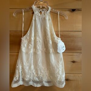 Altar'd State Cream Lace Top sleeveless size Small NWT